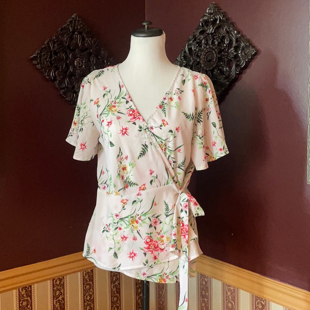 Floral Wrap-Around Blouse